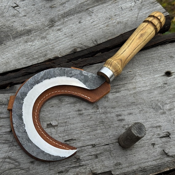 Hand-forged Small Garden Sickle – Sharp 52100 Carbon Steel Blade