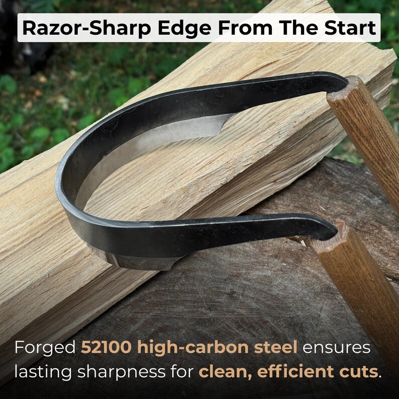 Inshave Knife (Drawknife), Sharp Carbon Blade, Ergonomic Ash Handles. Hand Forged Woodworking Tool image 2