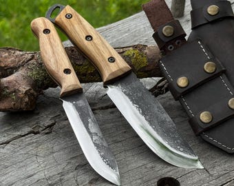 Cuchillos de supervivencia, forjados a mano en acero al carbono 52100, herramientas de supervivencia, cuchillos para acampar.