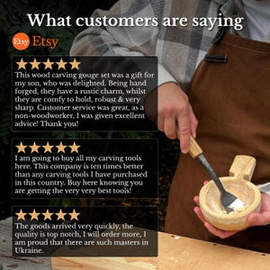 Spoon Carving Gouges, Bowl Hollowing Tools, Hand Forged 52100 Carbon Steel, Gift for Him image 13