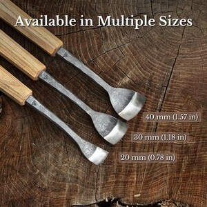 Spoon Carving Gouges, Bowl Hollowing Tools, Hand Forged 52100 Carbon Steel, Gift for Him image 9