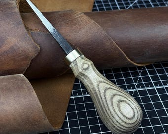Leatherworking Awl, Sharp Needle. Hand Forged From Hardened Carbon 52100 Steel, Ash Handle. Leather Awl. Stitching Awl, Leather Work Tool