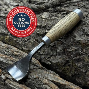 Hand-Forged Spoon Gouge – Sharp Wood Carving Bent Chisel, Carbon Steel Blade, Ergonomic Ash Handle – Ideal for Spoons, Bowls & Hollowing