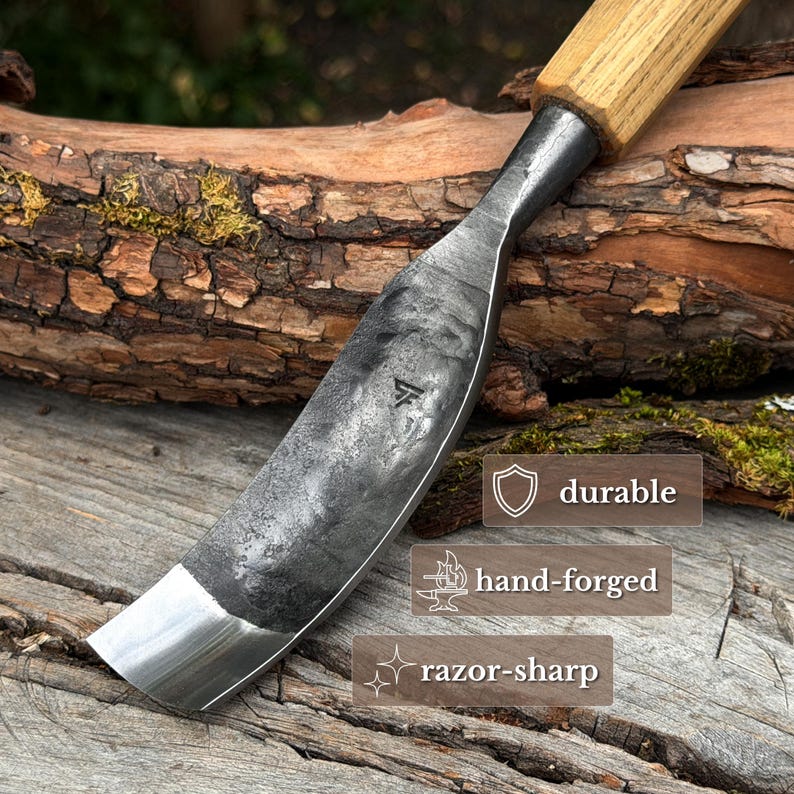 Spoon Bent Gouges, Deep Bowl Hollowing, Wood And Kuksa Carving, Hand Forged Carbon Steel image 3