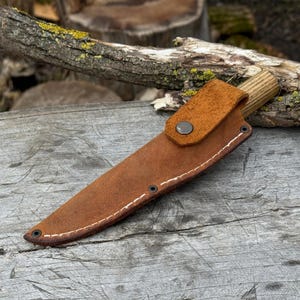 Universal Leather Sheath for Knives. Genuine Leather Crazy Horse. Sheath with Belt Loop for Carving, Camping, Kitchen and Other Knives. image 12
