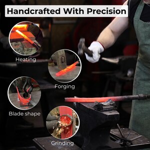 Lepel Carving Schorpioenmes. Vlijmscherp mes. Handgesmeed van 52100-koolstofstaal, ergonomisch essenhouten handvat, met leren schede. Houtsnijwerk. afbeelding 8