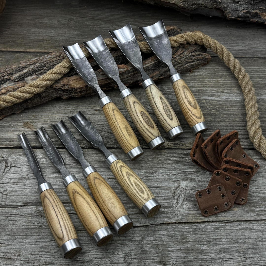 Hand-forged Set 8-piece Spoon Carving Gouge for Wood Project. Sharp ...