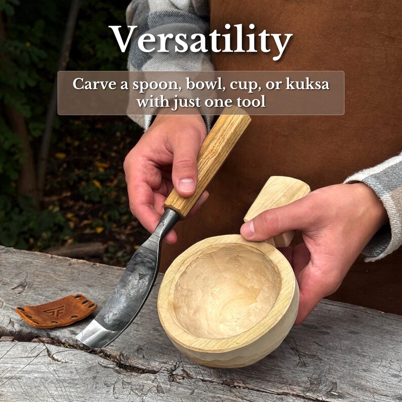 Spoon Bent Gouges, Deep Bowl Hollowing, Wood And Kuksa Carving, Hand Forged Carbon Steel image 11