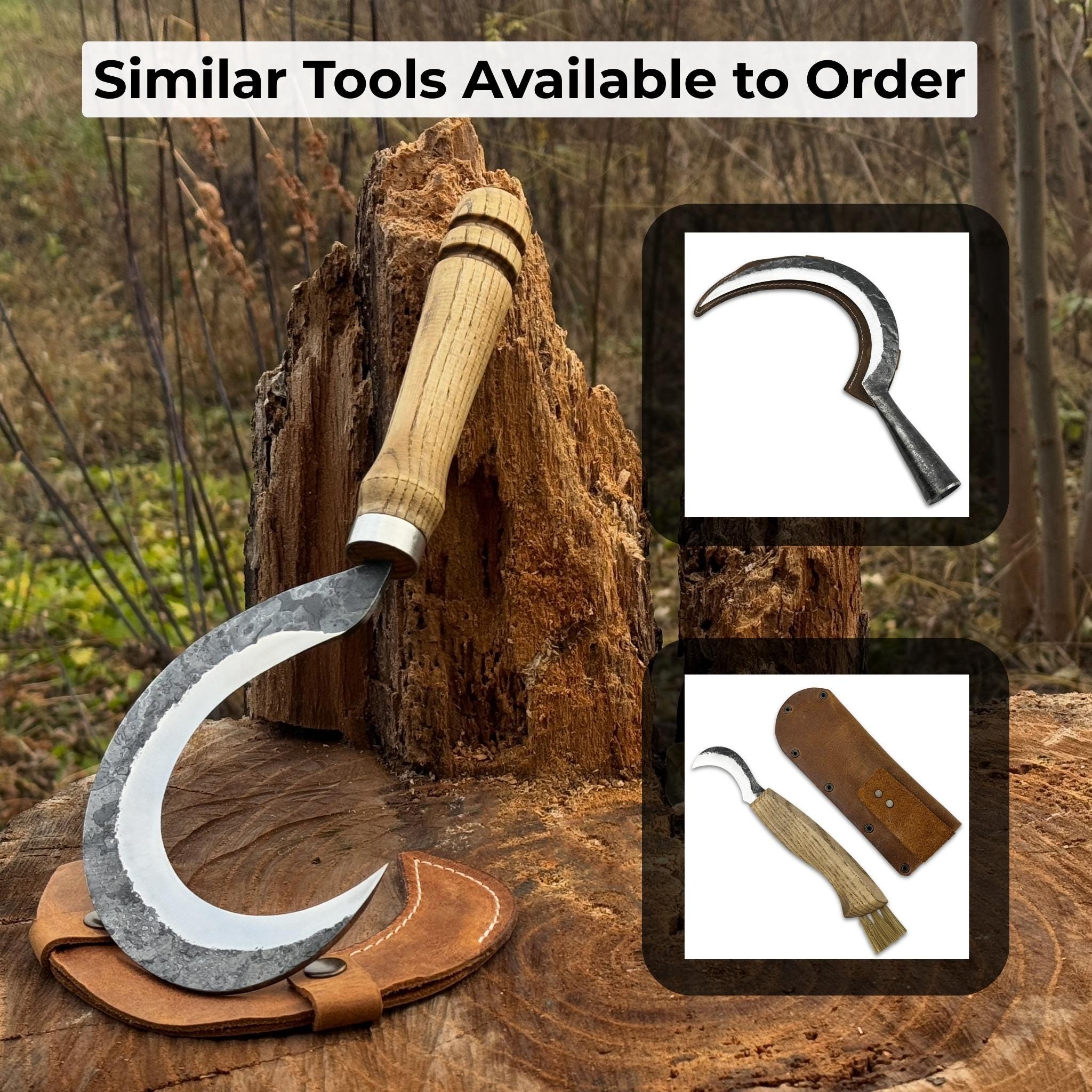Hand-forged Small Garden Sickle – Sharp 52100 Carbon Steel Blade