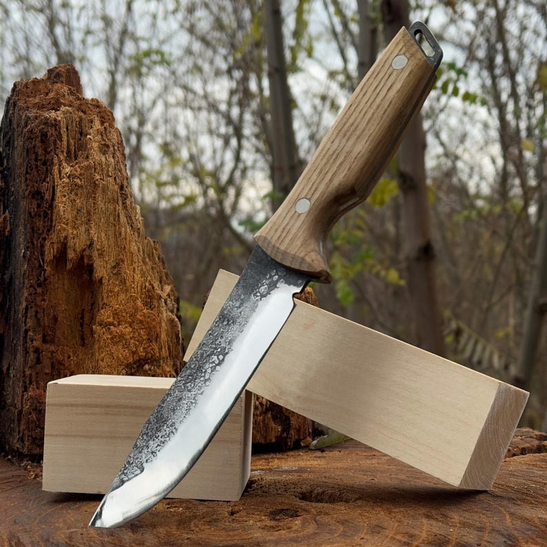 Bushcraft Knife, Hand Forged 52100 Carbon Steel, Camping Tool, Hunting Blade image 12