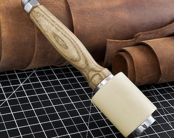 Nylon Hammer. Ergonomic Handle and Balanced Weight. LeatherWorking Mallet. Leather Tools. Leather Round Maul. Nylon Head. DIY Leather Tools.