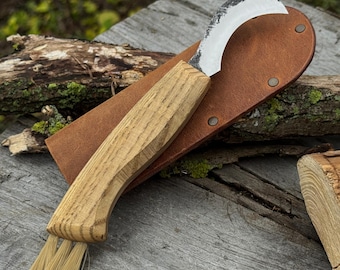 Geschmiedetes Pilzmesser, 52100 Kohlenstoffstahl, Veredelungswerkzeug, Bushcraft-Klinge für den Wald