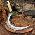 Hand Forged Large Sickle, 52100 Carbon Steel Blade, Custom Druid Scythe, Garden Hand Tools