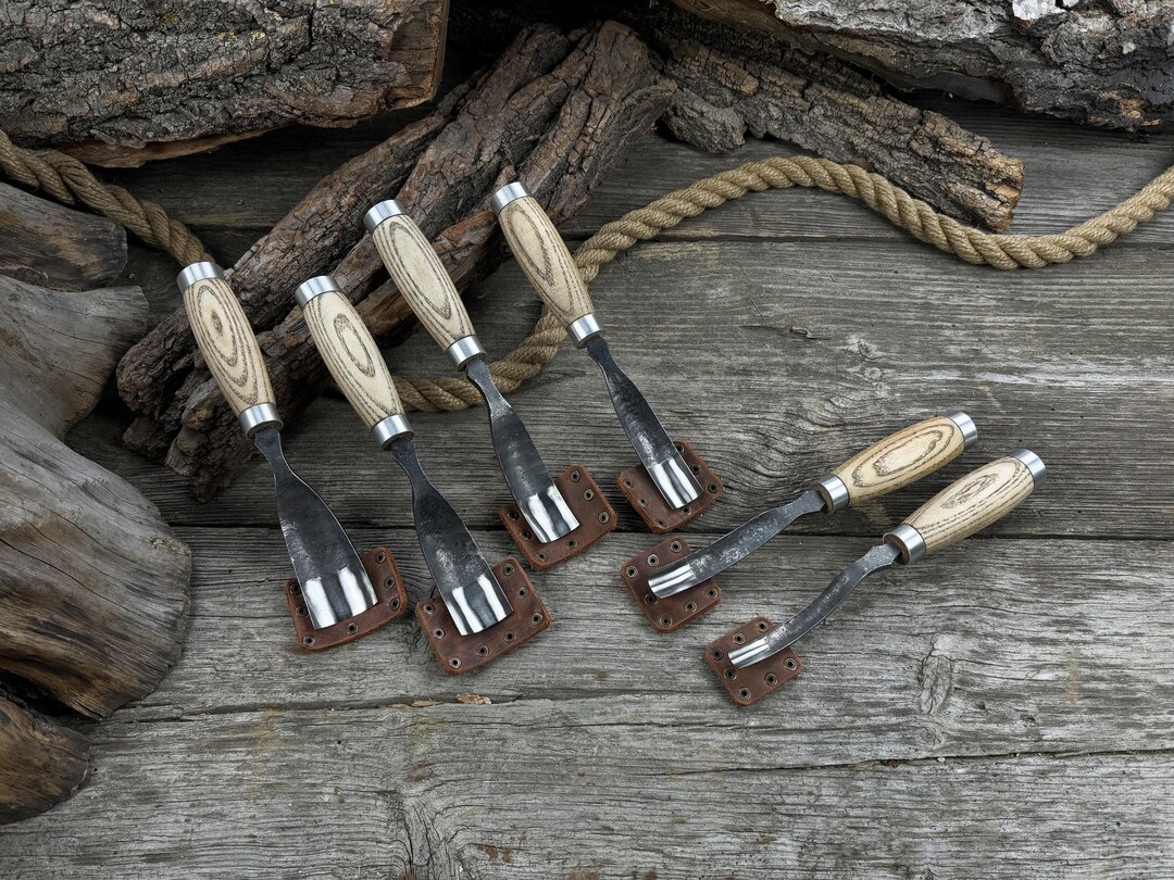 Set Bent Gouge 6 PCS for Wood Carving. Sharp Carbon Steel Blade ...