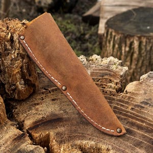 Universal Leather Sheath for Knives. Genuine Leather Crazy Horse. Sheath with Belt Loop for Carving, Camping, Kitchen and Other Knives. image 15