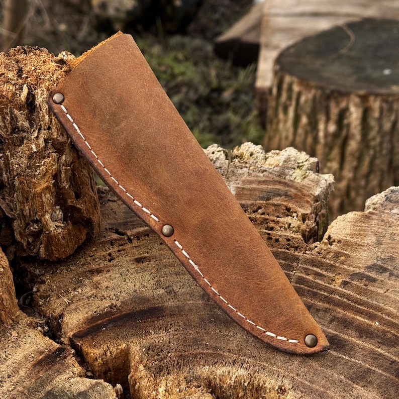 Universal Leather Sheath for Knives. Genuine Leather Crazy Horse. Sheath with Belt Loop for Carving, Camping, Kitchen and Other Knives. image 15