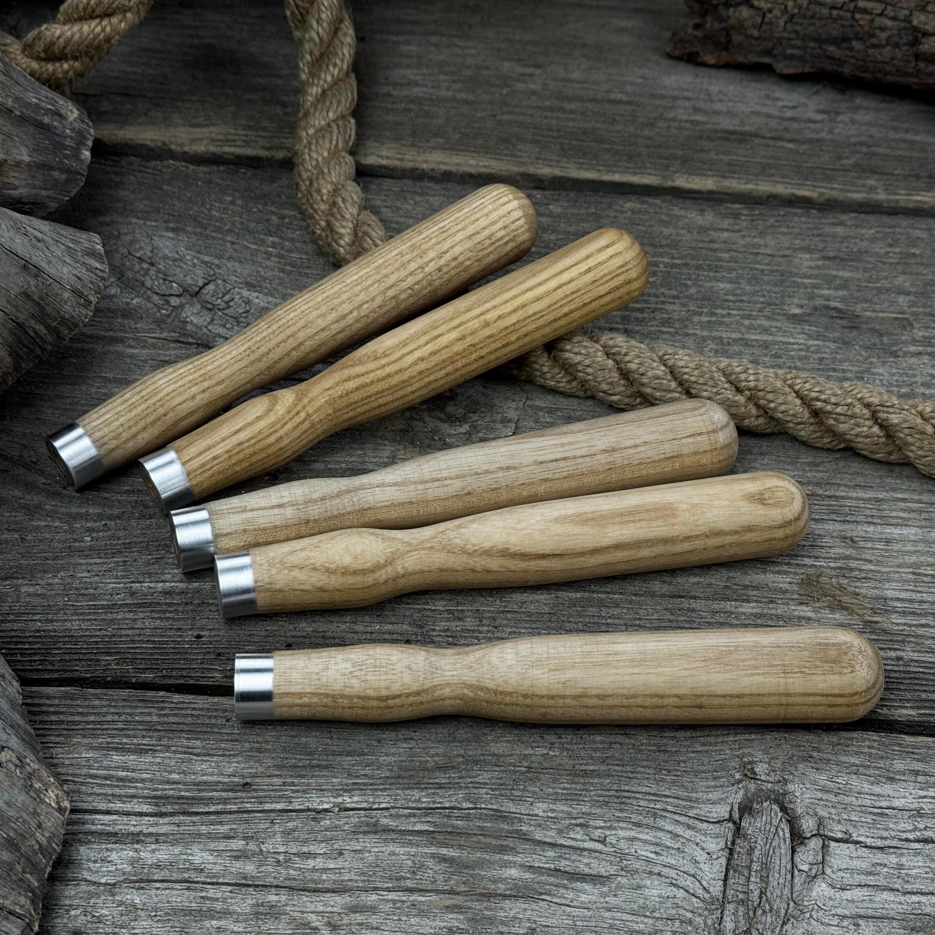 Set of 5 Replacement Wooden Handles. Ergonomic Ash Wood Handles ...
