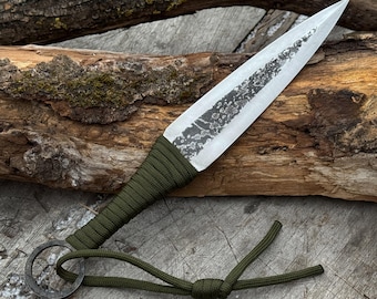 Forged Throwing Knife – Unsharpened Blade, 52100 Carbon Steel, Paracord Handle – Balanced Practice Knife for Outdoor & Bushcraft Use