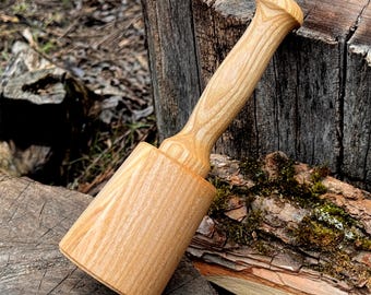 Hand Turned Ash Wood Mallet, Woodworking Tool for Joinery, Chisels, Carving
