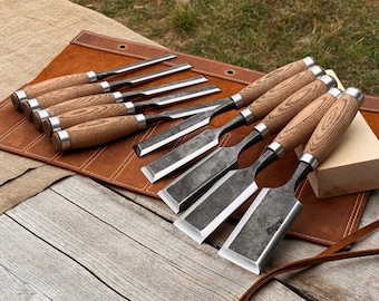 Wood Carving Chisels, Forged 52100 Carbon Steel, Bevel Edge Chisel for Woodworking