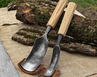 Forged Bent Gouges for Spoon Carvers, 52100 Carbon Steel, Bowl Carving Tools