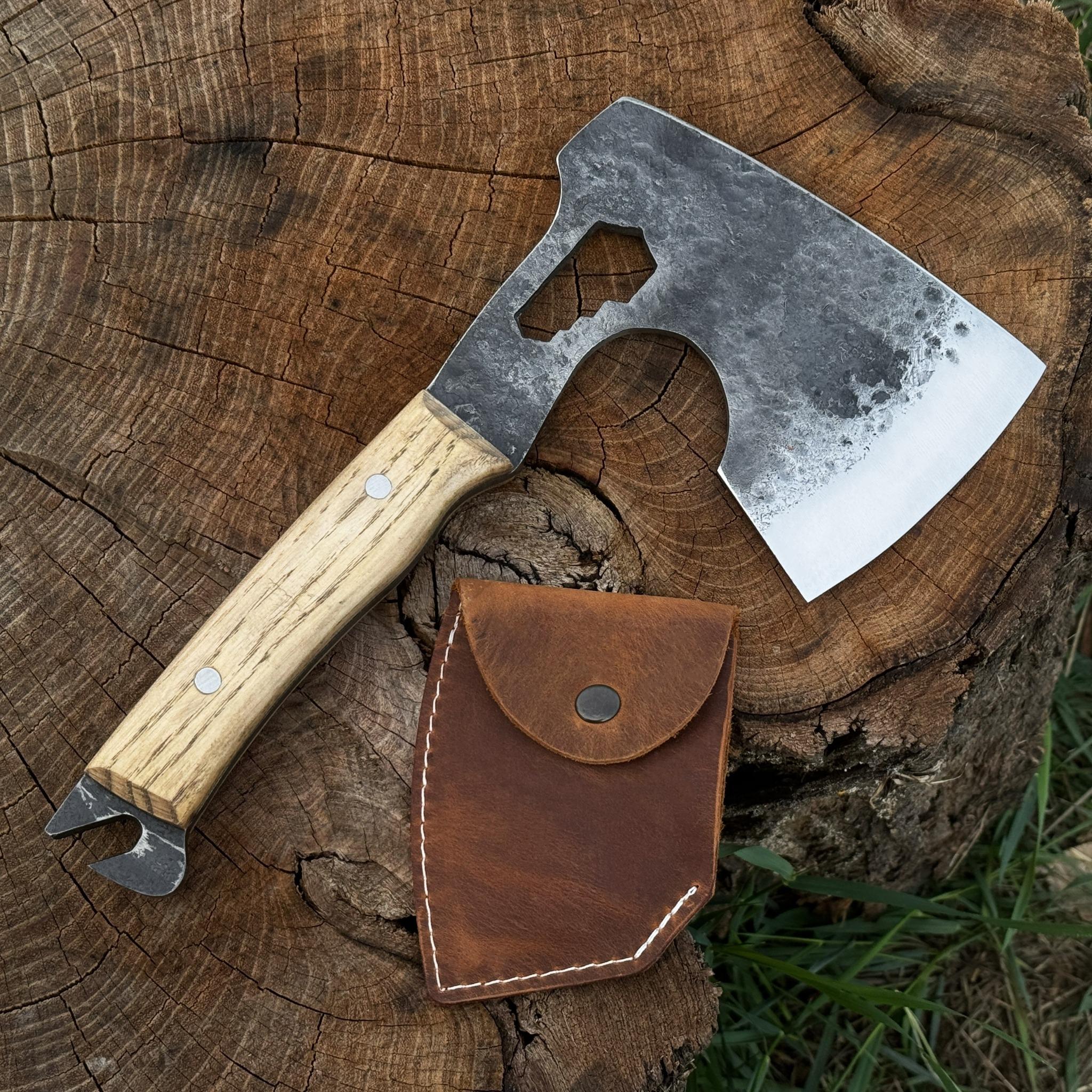 Forged Camping Hatchet, Flat 52100 Carbon Steel, Bushcraft Axe for