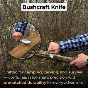 Bushcraft Knife, Hand Forged 52100 Carbon Steel, Camping Tool, Hunting Blade image 3
