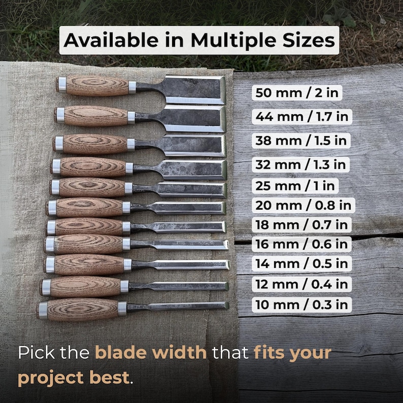 Chisels for Wood Carving – Hand Forged 52100 Carbon Steel Blades, Ash ...