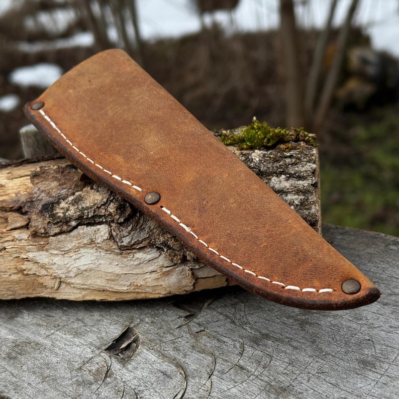 Universal Leather Sheath for Knives. Genuine Leather Crazy Horse. Sheath with Belt Loop for Carving, Camping, Kitchen and Other Knives. image 13