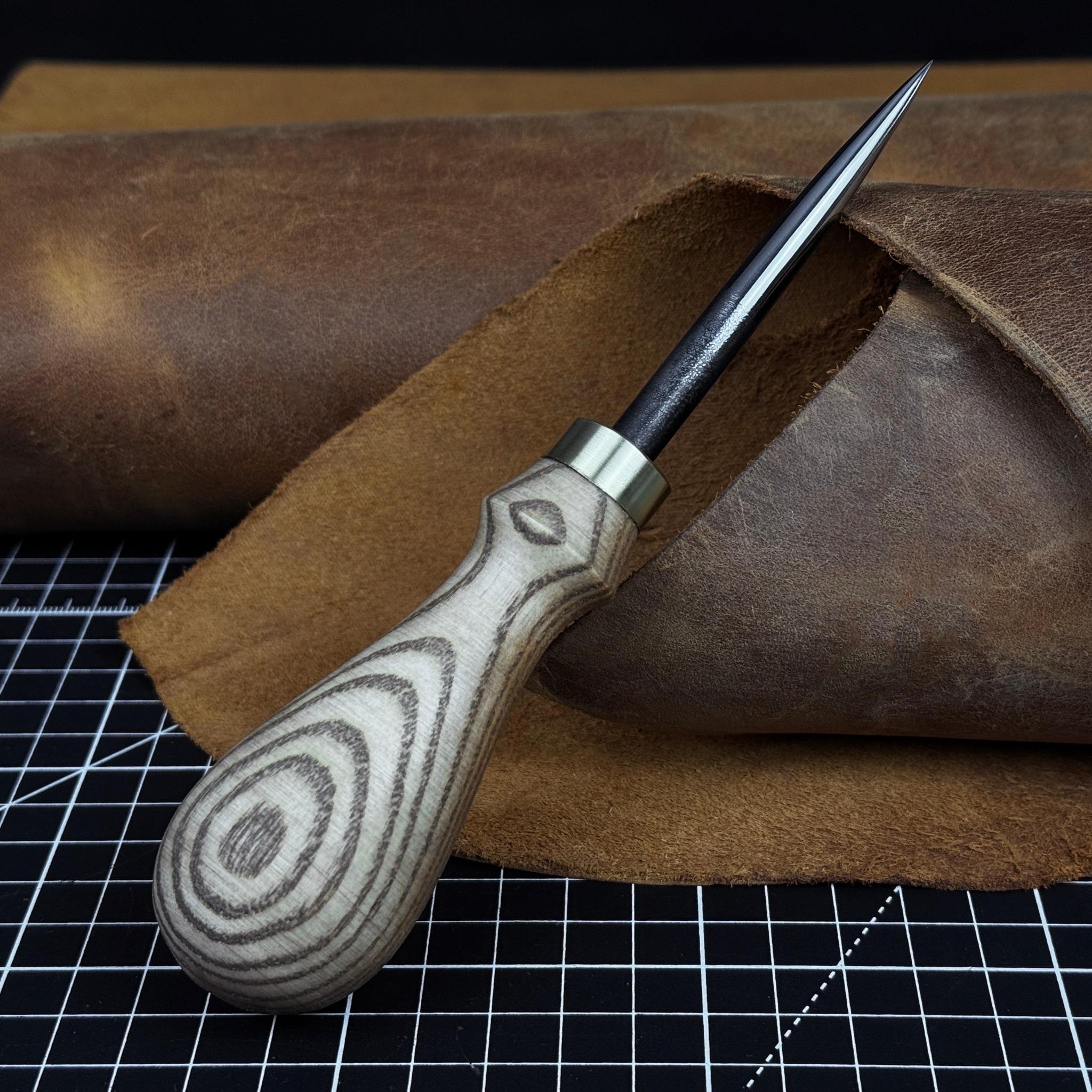 Leatherworking Awl, Hand Forged 52100 Carbon Steel, Stitching and
