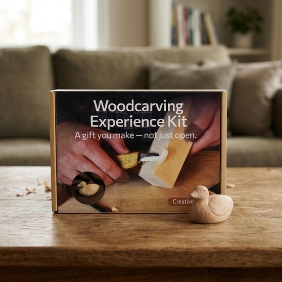 Wood Carving Kit for Beginners. Duck Carving Kit. Sharp Hand Forged Carbon Steel Knife. Carving Kit for Kids, Adults and Hobbies. Gift Son.