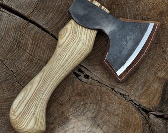 Small Axe for Woodworking, 52100 Carbon Steel, Hand Forged Bushcraft & Carpenter Axe
