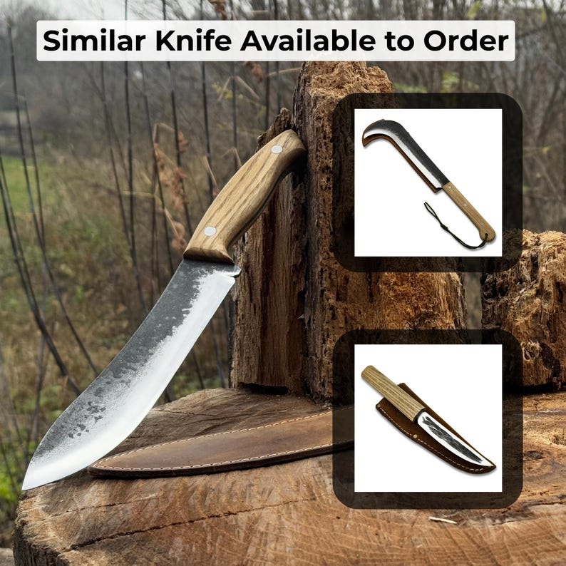 Skinning Knife. Razor Sharp Blade. Hand Forged From Hardened Carbon 52100 Steel, Ergonomic Ash Handle, With Leather Sheath. Bushcraft Knife. image 10
