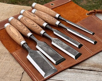 Woodworking Chisels, Hand Forged 52100 Carbon Steel, Beginner Carving Chisel, Sculptural Tools