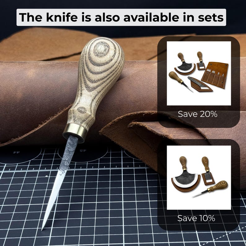 Leather Awl. Sharp Needle. Hand Forged From Hardened Carbon 52100 Steel, Ash Handle. Stitching Awl, Leatherworking Awl, Leather Work Tool image 10