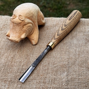 Wood Carving Gouge for Beginner. Sharp Carbon Steel Blade, Ash Wood Handle. Forged Gouge for Spoon Carving. Small Gouge for Detailed Carving