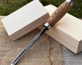 Forged Wood Carving Chisel, 52100 Carbon Steel, Bevel Edge Chisel for Woodworking, Timber Framing