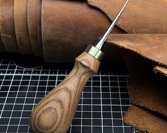 Leatherworking Awl, Sharp Needle. Hand Forged From Hardened Carbon 52100 Steel, Ash Handle. Leather Awl. Stitching Awl, Leather Work Tool