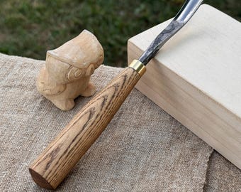 Detail Carving Gouge for Wood Projects. Sharp Carbon 52100 Steel Blade, Ash Wood Handle. Wood Carving Chisel for Beginners and Carvers.