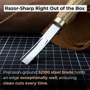 Leather Edge Skiver. Razor Sharp Blade. Hand Forged from Hardened Premium Steel, Ergonomic Handle. DIY Leathercraft Edge Trimmer. Gift Men image 3