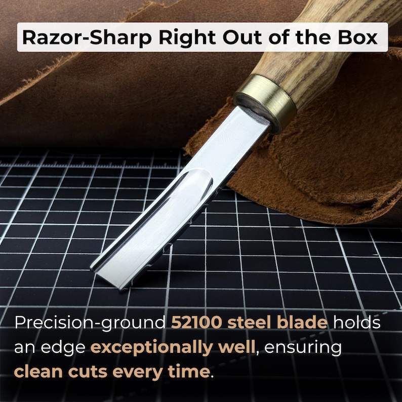 Leather Edge Skiver. Razor Sharp Blade. Hand Forged from Hardened Premium Steel, Ergonomic Handle. DIY Leathercraft Edge Trimmer. Gift Men image 3
