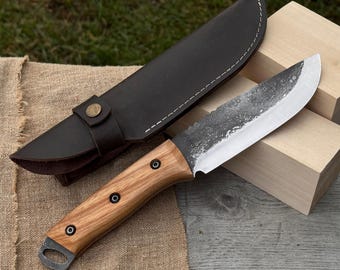 Camping Knife, Hand Forged 52100 Carbon Steel, Outdoor Survival Tool, Woodcraft Knife