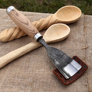 Gouge for Wood Carving, Blade 10 mm, - 45 mm. Razor Sharp Chisel. Hand Forged from Hardened Carbon 52100 Steel, Ergonomic Ash Handle. Gift