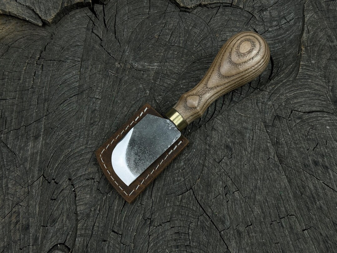 Angled Leather Skiving Knife. Razor Sharp Blade. Japanese Style. Hand ...