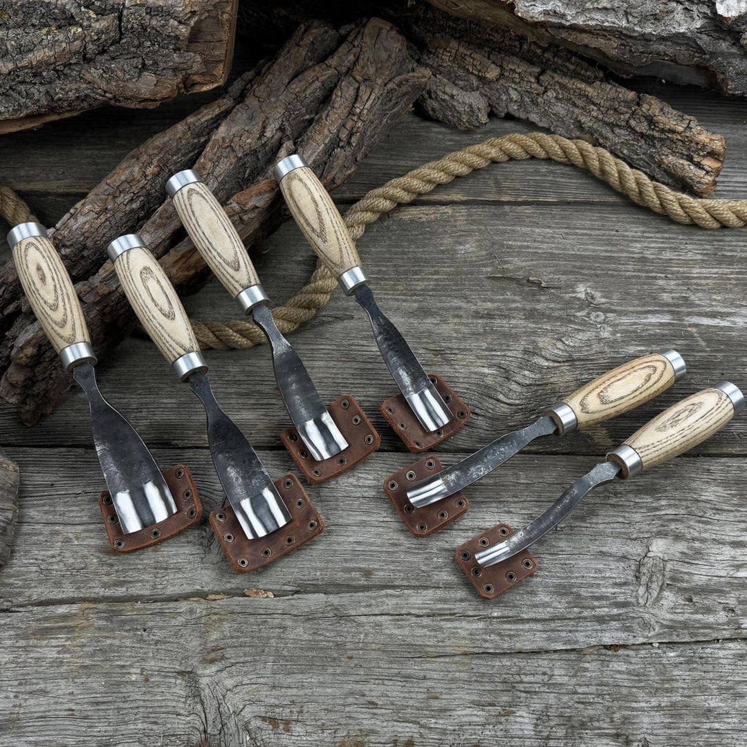 6-piece Hand-forged Bent Gouge Set Razor Sharp 52100 Carbon Steel ...