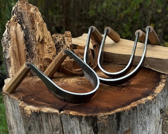 Half Rounded Drawknives (Inshave Knives), Custom Sizes or Set, Sharp Carbon Blades, Ash Handles
