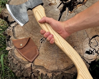 Carving Axe, Hand Forged 52100 Carbon Steel, Hewing Tool, Carpenter Hatchet