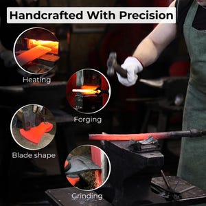 Mała siekiera do rzeźbienia w drewnie. Ostre ostrze. Kuta ręcznie z hartowanej stali węglowej 52100, ergonomiczna rękojeść jesionowa. Pochwa skórzana. Siekiera do rzeźbienia w kształcie łyżki. zdjęcie 9