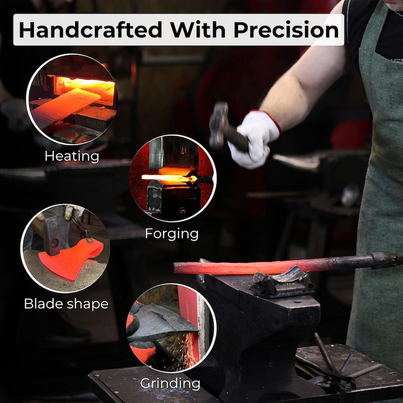 Mała siekiera do rzeźbienia w drewnie. Ostre ostrze. Kuta ręcznie z hartowanej stali węglowej 52100, ergonomiczna rękojeść jesionowa. Pochwa skórzana. Siekiera do rzeźbienia w kształcie łyżki. zdjęcie 9