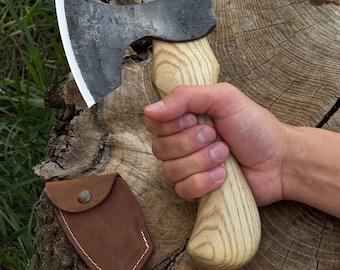 Woodworking Axe, Hand Forged 52100 Carbon Steel, Custom Bushcraft Axe, Carpenter Hatchet